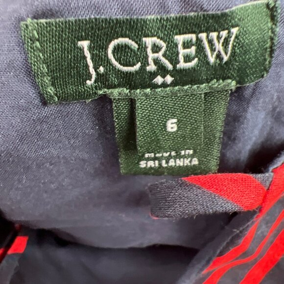 J. Crew Linen Preppy Size 6 Navy & Red Striped Lined Dress With Spaghetti Straps - Picture 2 of 9
